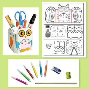 Kit de bricolage 3D pour porte-stylo en forme de hibou, kit de coloriage artisanal, ensemble artistique éducatif fait main pour enfants, décoration de bureau et cadeau d'anniversaire pour enfants - Product Image 5