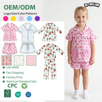 Ensemble pyjama imprimé pour fillettes, haut à manches courtes boutonné à revers et short, vêtements de nuit pour enfants norme américaine, impression personnalisée OEM ODM