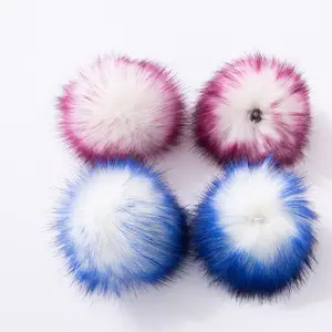 factory cheap 14cm Faux Fake Raccoon Fox Fur ball Detachable Fluffy fur Pompoms Plush Pom Pom With Snap/pin/elatic