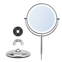 Miroir compact rond en métal personnalisé, mini miroir avec éclairage pour la table de maquillage à domicile, vente en gros