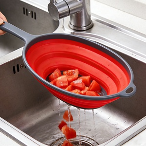 Passoire pliable avec poignée en silicone de qualité alimentaire, lavable au lave-vaisselle, gain de place, pour la cuisine domestique - Product Image 2