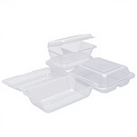 Boîte à lunch rectangulaire jetable transparente en PP avec couvercle, conteneur scellé