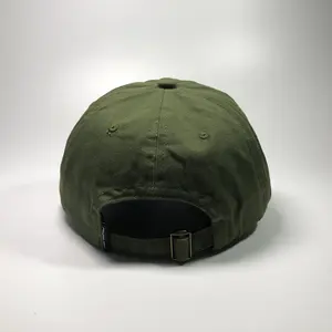 Oem Katoen Ongestructureerde Legergroen Baseball Cap Met 3D Geborduurd Logo Custom Verontruste Vader Hoed