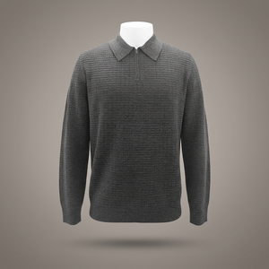 Suéter cárdigan con cremallera para hombre, color gris oscuro, cuello redondo, tejido de punto, manga larga, ropa de invierno. - Product Image 3