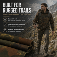 Tissu camouflage en polyester et coton T65/C35, 205 g/m², imprimé, tissu d'extérieur pour vêtements de randonnée, de trekking et uniformes