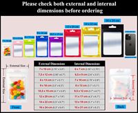 Sachet Mylar Mat Personnalisé Anti-Odeur Qualité Alimentaire Refermable avec Fenêtre Transparente et Trou de Suspension pour Bijoux et Aliments