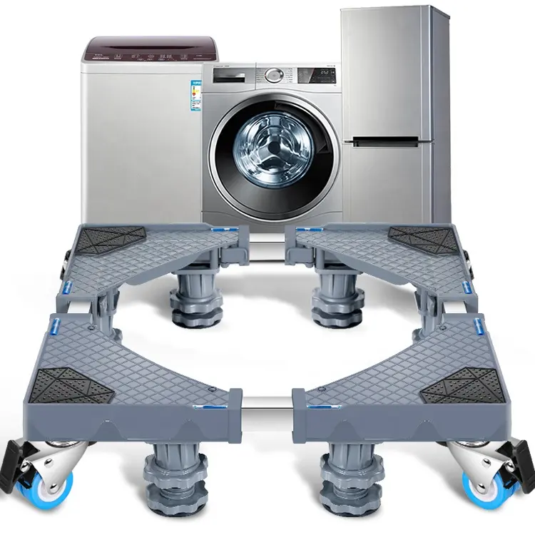 ตัวยึดเครื่องซักผ้าในตู้เย็น,ฐานเครื่องซักผ้าแบบปรับได้สำหรับตู้เย็นขาตั้งเครื่องซักผ้ามีล้อ