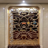 Paravent en acier inoxydable sculpté à motif nuage, style chinois, sur mesure pour l'aménagement intérieur commercial