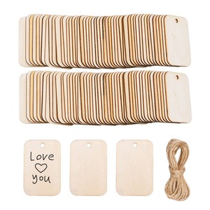 100 pièces inachevé naturel rustique rectangulaire Balsa copeaux de bois creux bricolage conseil avec trous pour suspendre des projets d'artisanat décoratif - Product Image 6