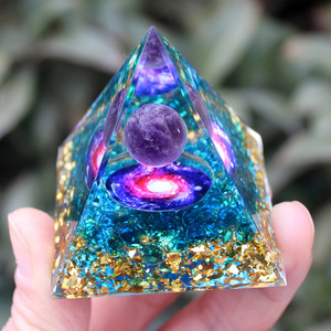 <b>Crystal</b> <b>Chip</b> Pyramid Resin Epoxy Craft Desktop Ornament Blue Glazed Whirlwind Home Decoration Collectible Gift - Product Image 4