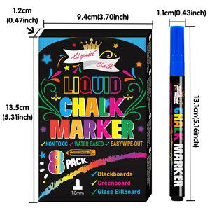 Pennarelli di gesso liquido con punta Fine-confezione da 8 colori al Neon da 1mm-cancellabili a basso odore cancellabili pennarelli di gesso per <span class=keywords><strong>lavagna</strong></span>, <span class=keywords><strong>lavagna</strong></span> - Product Image 4