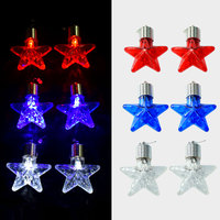 Boucles d'oreilles LED patriotiques en plastique rouge, blanc et bleu avec étoiles pour la Fête Nationale Américaine et les Fêtes du Nouvel An