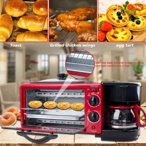 Entrega rápida Forno Elétrico Maker Multi Funcional Fazer Café Torrada Ovos Fritos 3 em 1 Breakfast Maker