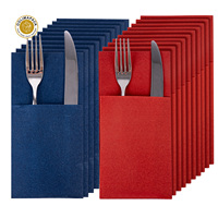 Serviettes de table colorées OOLIMA Airlaid avec pochette pour fourchette et cuillère, pour restaurant et table à manger