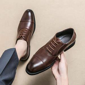 Chaussures Oxford pour hommes, trois pièces, faites à la main, toutes saisons, bout pointu, chaussures de bureau formelles, respirantes, en cuir, chaussures de marié, chaussures de mariage - Product Image 3