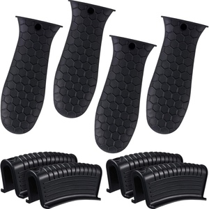 <b>8</b> Pcs Silicone Pot Holders Set Cast <b>Iron</b> Handle Cover Heat Resistant Pot Handle Covers for Frying Pan Kitchen Supplies(Black) - Product Image 1