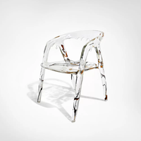 Chaise de salle à manger design moderne, fauteuil d'appoint en résine transparente, fauteuil personnalisé fait main avec spécimen botanique pour villa de luxe