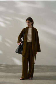 Pantaloni larghi dritti in lana di Yak autunno nuovi pantaloni Casual in misto lana di alta qualità da donna - Product Image 5