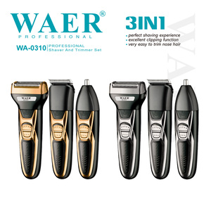 WAER WA-0310 <span class=keywords><strong>Rasoir</strong></span> <span class=keywords><strong>électrique</strong></span> rechargeable USB 1000 mAh à triple lame avec tondeuse 3-<span class=keywords><strong>en</strong></span>-1 et <span class=keywords><strong>rasoir</strong></span> pour le visage et les poils du nez - Product Image 3