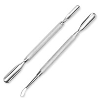 Pousse-cuticules double extrémité en acier inoxydable, outil de suppression des peaux mortes des ongles, vente en gros