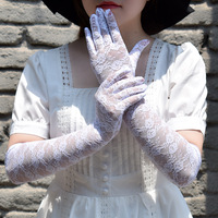 Mode classique couleur dentelle fleur fête femmes longs gants fête Banquet mariage longues femmes dentelle Sexy gant