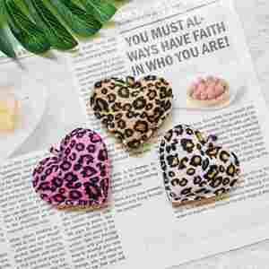 Best-Selling Leopard Print Heart-Shaped Alloy Plated Digital Printing Peach <b>Car</b> Pendant Bag Decoration Keychain - Product Image 2