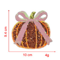 Patch thermocollant citrouille d'automne à sequins, applique brodée en chenille pour Halloween, patch d'automne pour chapeau, vêtements, accessoire DIY pour fille et garçon