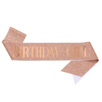 Günstige Schärpen Happy Birthday Girl Queen Schärpe Tiara Partyzubehör mit Strass-Krone Schärpe