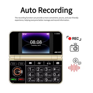 <span class=keywords><strong>Téléphone</strong></span> portable pliable <span class=keywords><strong>à</strong></span> double écran pour personnes âgées - V899 <span class=keywords><strong>Téléphone</strong></span> portable 2G avec gros boutons, haut-parleur puissant, lampe de poche, radio FM - Product Image 5