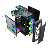 Vente en gros pc gamer best price desktop personnalisé verre btx avec ventilateur desktop led mid tower gaming case