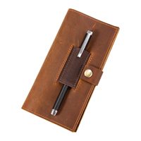 Porte-chèques en cuir de qualité supérieure avec porte-stylo, personnalisable, luxe classique, marron, vente en gros