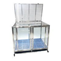 Cage pour animaux de compagnie avec garde-corps, taille personnalisable, simple couche, double porte, cage d'exposition pour chien, cages en acier inoxydable, cage pliable pour chien