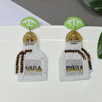 Boucles d'oreilles pendantes AHAYA en perles de verre blanches, lettres et chiffres, faites à la main, design minimaliste rétro, bijoux élégants pour le quotidien et le bureau