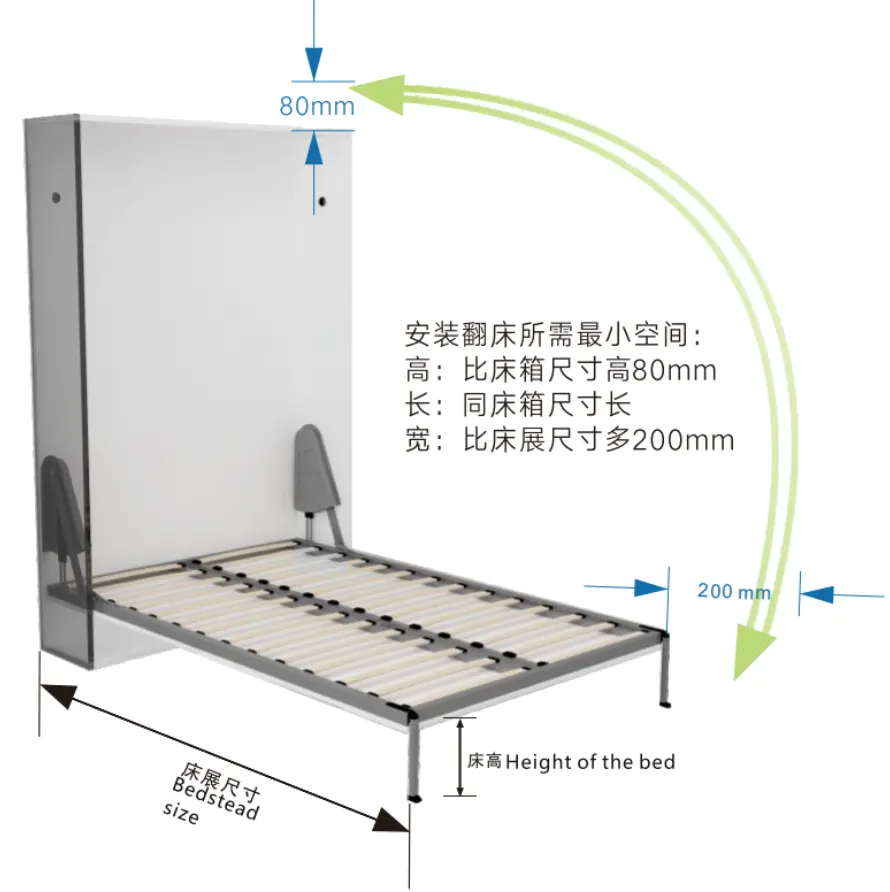 E-shining Home Furniture Sala Vertical cama girando Soft Close cama dobrável