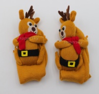 Chaussettes en acrylique respirantes à motif de renne 3D, design original, tricotées à la main, pour homme et femme, usage quotidien, douces et très élastiques