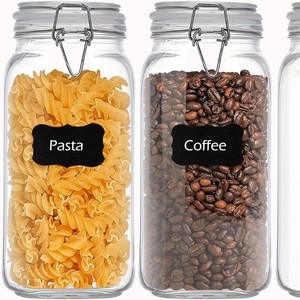 HYRI-ComSaf Lot de 3 grands bocaux en verre hermétiques de 78 oz avec couvercle à fermeture à ressort pour le stockage en vrac des aliments, récipients de garde-manger à large ouverture - Product Image 3