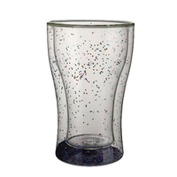 Gobelet en verre à double paroi 340ml personnalisé avec tasse en bambou empilable à paillettes poignée double couche pour café thé