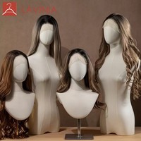 Présentoir de Chapeaux Unisexe Adulte Lavinia, Tête de Mannequin en Toile avec Base Métallique pour Salon, Magasin de Détail et Vitrine
