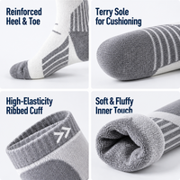 Chaussettes de ski OEM personnalisées de haute qualité, en mélange de laine thermique, hauteur genou, rembourrées, anti-humidité, pour jeunes, hommes et femmes, sports d'hiver