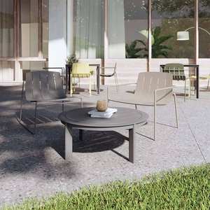 Mesa de centro redonda de aluminio, mesa de negocios informal, muebles modernos para exteriores, lo último - Product Image 2