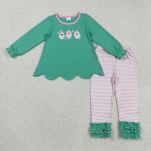 Conjunto de Ropa Infantil Casual con Estampado Navideño de Santa Claus, 2 Piezas, con Volantes, Ropa para Niñas al por Mayor, Conjunto de Ropa Infantil Bonito - Product Image 2