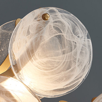 Lustre suspendu rond en or de style nordique, lampes suspendues en verre de Murano, lustre de luxe pour salon ou salle à manger