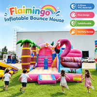 Château gonflable Flamingo de qualité supérieure en PVC de 0,55 mm avec toboggan, parfait pour les jeux de divertissement et de saut