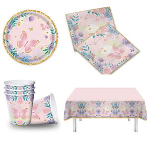 Vaisselle jetable de fête d'anniversaire pour enfants ensemble de pâté en papier décoration de table de fête - Product Image 1