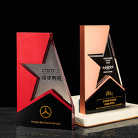 Trophée étoile en métal argenté personnalisé Nouveau design Récompenses en alliage de zinc avec élément en verre cristal gravé avec logo