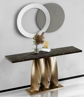 Meubles de villa de haute qualité table en marbre noir table console intérieure en acier inoxydable