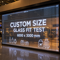 Écran LED transparent sur mesure pour vitrine de magasin duty-free d'aéroport, affichage publicitaire sur verre