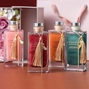 Nến nến vuông khách sạn phụ kiện thiết yếu pha lê gà tây sậy khuếch tán hổ phách lớn dễ thương chai thủy tinh màu đen tự nhiên - Product Image 2