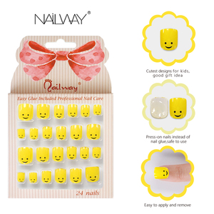 <span class=keywords><strong>Uñas</strong></span> <span class=keywords><strong>Postizas</strong></span> Cuadradas <span class=keywords><strong>para</strong></span> <span class=keywords><strong>Niñas</strong></span>, Paquete <span class=keywords><strong>de</strong></span> 24 Piezas, Material ABS, Diseño Amarillo Bonito, Venta al por Mayor, Origen China - Product Image 2