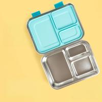 Lonchera Bencircle B262 de 1-3L, PP+Silicona, 3 Compartimentos, Hermética, Libre de BPA, Apta para Microondas, con Tapa de Acero Inoxidable de Grado Alimenticio